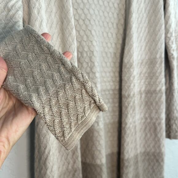 WHBM Tan Brown Longline Open Cardigan Sweater Textured Weave Neutral Minimalist - Picture 3 of 6